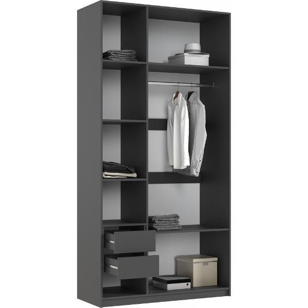 Шкаф распашной МИФ Мебель 3-х створчатый 1200, с фасадами МДФ, Браш Графит, Графит