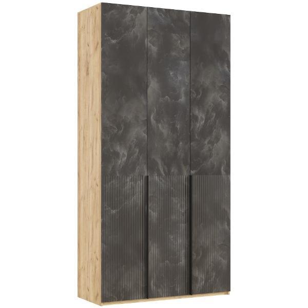 Шкаф распашной МИФ Мебель 3-х створчатый 1200, с фасадами МДФ, Дуб крафт/Мальта грей