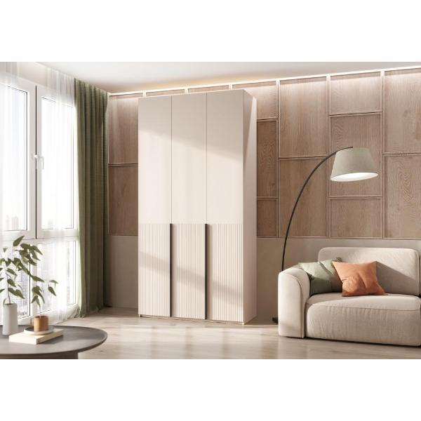 Шкаф распашной МИФ Мебель 3-х створчатый 1200, с фасадами МДФ, Кашемир/Кашемир