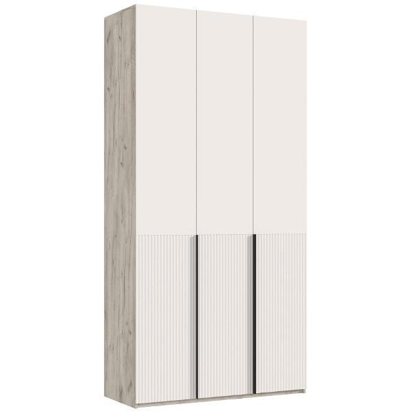 Шкаф распашной МИФ Мебель 3-х створчатый 1200, с фасадами МДФ, Дуб крафт серый/Кашемир