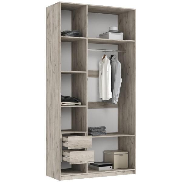 Шкаф распашной МИФ Мебель 3-х створчатый 1200, с фасадами МДФ, Дуб крафт серый/Кашемир