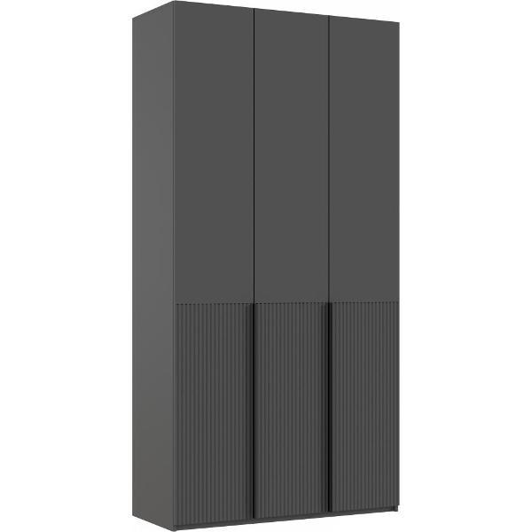 Шкаф распашной МИФ Мебель 3-х створчатый 1200, с доп.ящиками, фасад МДФ, Браш Графит, Графит