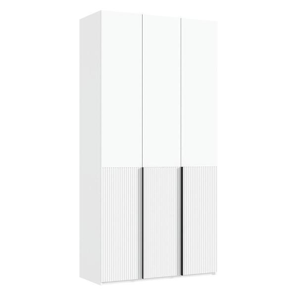 Шкаф распашной МИФ Мебель 3-х створчатый 1200, с доп.ящиками, фасад МДФ, Белый/Браш вайт