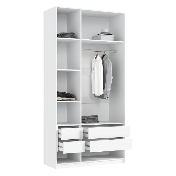 Шкаф распашной МИФ Мебель 3-х створчатый 1200, с доп.ящиками, фасад МДФ, Белый/Браш вайт