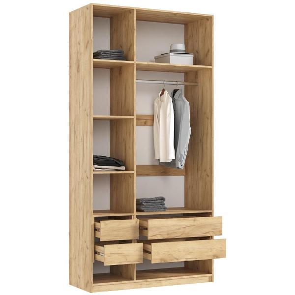 Шкаф распашной МИФ Мебель 3-х створчатый 1200, с доп.ящиками, фасад МДФ, Дуб крафт/Мальта