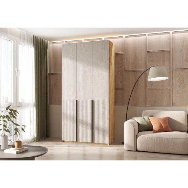 Шкаф распашной МИФ Мебель 3-х створчатый 1200, с доп.ящиками, фасад МДФ, Дуб крафт/Мальта