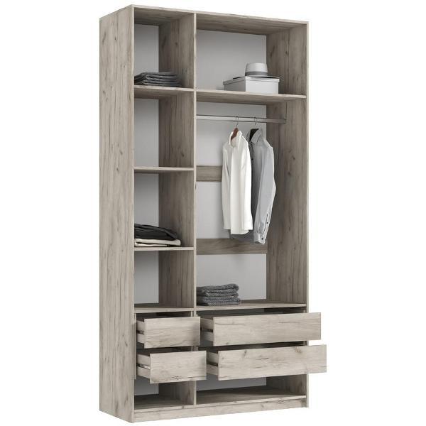 Шкаф распашной МИФ Мебель 3-х створчатый 1200, с доп.ящиками, фасад МДФ, Крафт серый/Кашемир