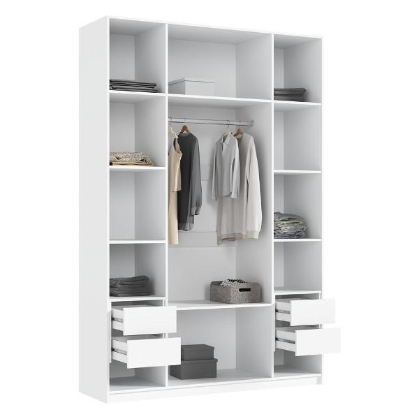 Шкаф распашной МИФ Мебель 4-х створчатый 1600, с фасадами МДФ, Белый/Браш вайт