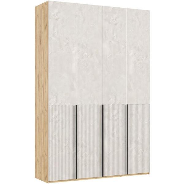 Шкаф распашной МИФ Мебель 4-х створчатый 1600, с фасадами МДФ, Дуб крафт/Мальта