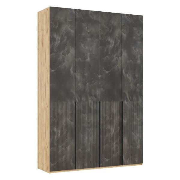 Шкаф распашной МИФ Мебель 4-х створчатый 1600, с фасадами МДФ, Дуб крафт/Мальта грей