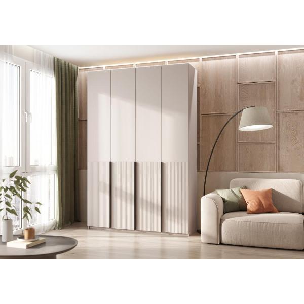 Шкаф распашной МИФ Мебель 4-х створчатый 1600, с фасадами МДФ, Кашемир/Кашемир