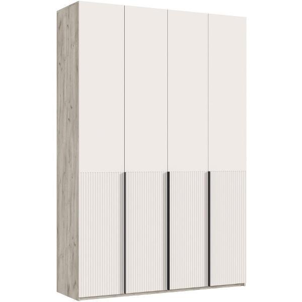 Шкаф распашной МИФ Мебель 4-х створчатый 1600, с фасадами МДФ, Крафт серый/Кашемир