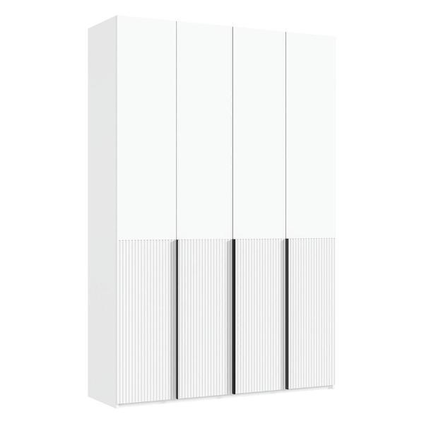 Шкаф распашной МИФ Мебель 4-х створчатый 1600, с доп.ящиками, фасад МДФ, Белый/Браш вайт