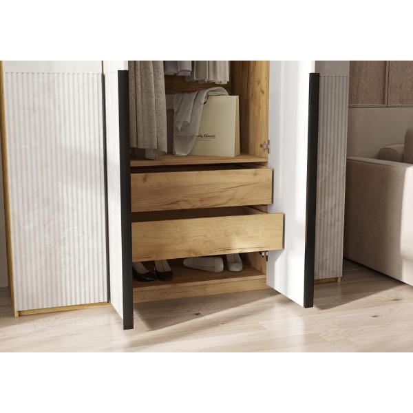 Шкаф распашной МИФ Мебель 4-х створчатый 1600, с доп.ящиками, фасад МДФ, Дуб крафт/Мальта