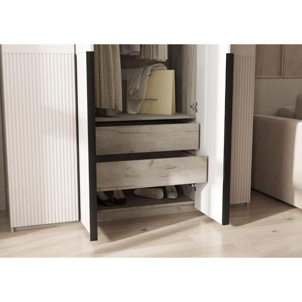 Шкаф распашной МИФ Мебель 4-х створчатый 1600, с доп.ящиками, фасад МДФ, Крафт серый/Кашемир