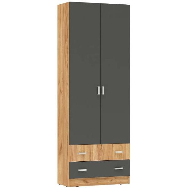 Шкаф распашной МИФ Мебель 2-х дверный с ящиками, Дуб сонома/Белый