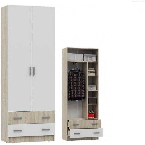 Шкаф распашной МИФ Мебель 2-х дверный с ящиками, Крафт золотой/Графит