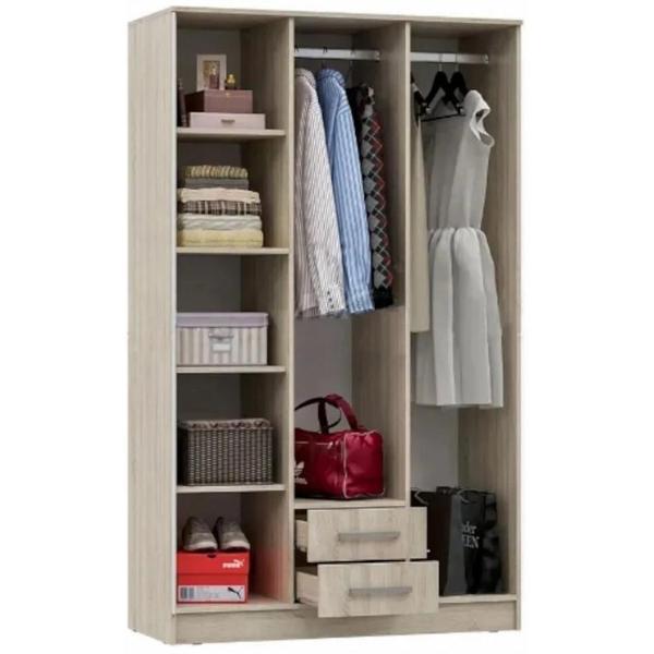 Шкаф распашной МИФ Мебель 3-х створчатый с зеркалом, Крафт золотой/Графит