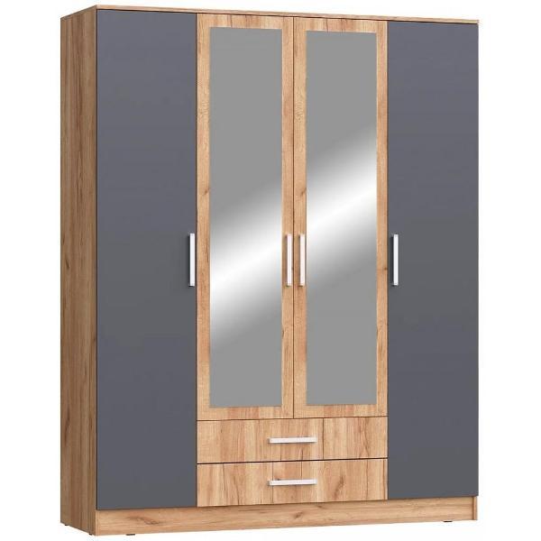 Шкаф распашной МИФ Мебель 4-х створчатый с зеркалом, Венге/Белый