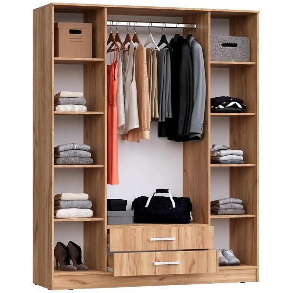 Шкаф распашной МИФ Мебель 4-х створчатый с зеркалом, Венге/Белый