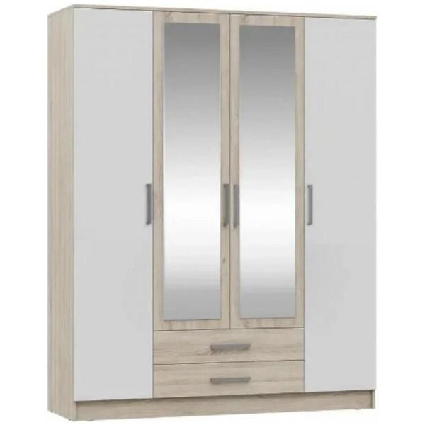 Шкаф распашной МИФ Мебель 4-х створчатый с зеркалом, Венге/Белый
