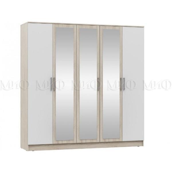 Шкаф распашной МИФ Мебель 5-х створчатый с зеркалом, Венге/Белый