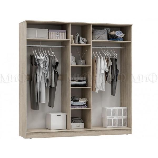 Шкаф распашной МИФ Мебель 5-х створчатый с зеркалом, Крафт золотой/Графит