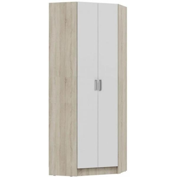 Шкаф распашной МИФ Мебель угловой современный, Дуб сонома/Белый