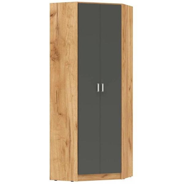 Шкаф распашной МИФ Мебель угловой современный, Дуб сонома/Белый