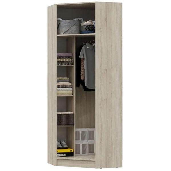 Шкаф распашной МИФ Мебель угловой современный, Дуб сонома/Белый