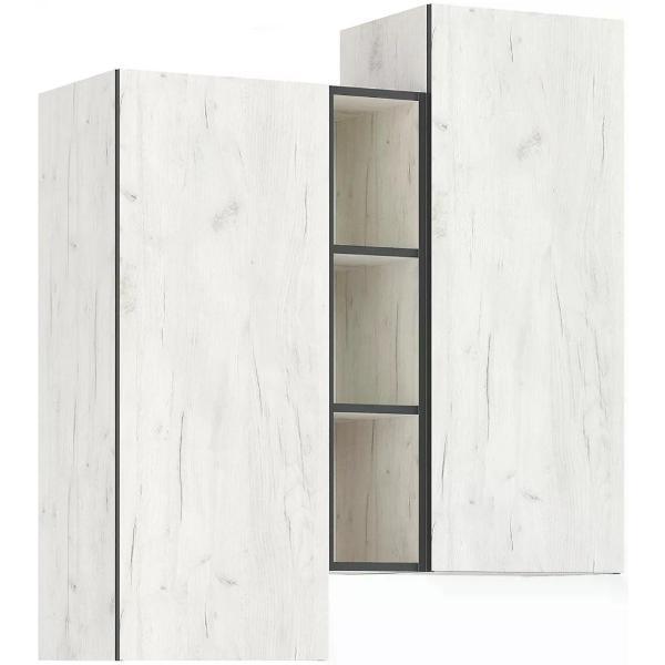 Шкаф распашной МИФ Мебель подвесной комбинированный, в современном стиле, Дуб крафт белый
