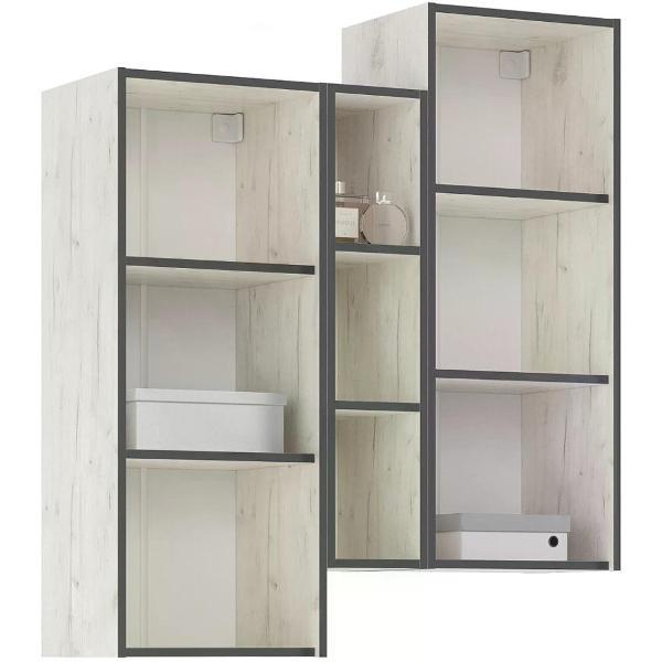 Шкаф распашной МИФ Мебель подвесной комбинированный, в современном стиле, Дуб крафт белый