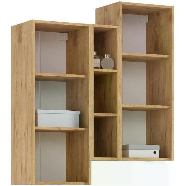 Шкаф распашной МИФ Мебель подвесной комбинированный, в современном стиле, Дуб крафт/Изумрудный