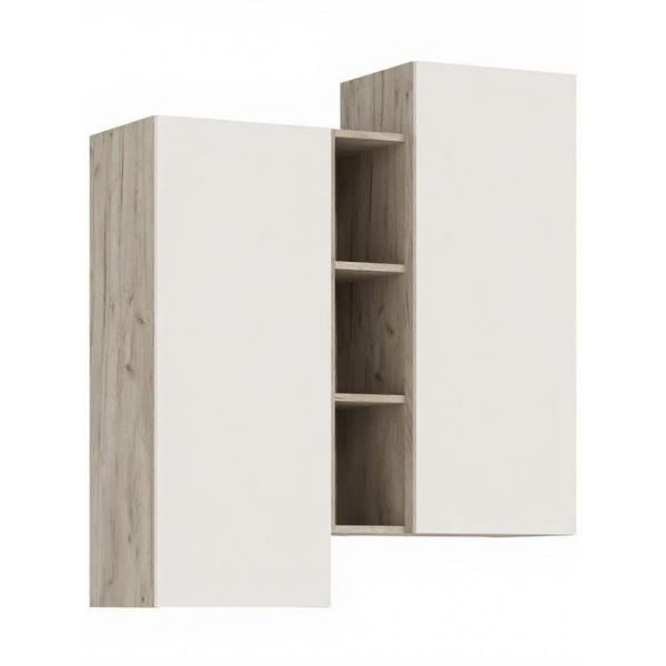 Шкаф распашной МИФ Мебель подвесной комбинированный, в современном стиле, Крафт серый/Кашемир