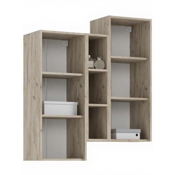 Шкаф распашной МИФ Мебель подвесной комбинированный, в современном стиле, Крафт серый/Кашемир