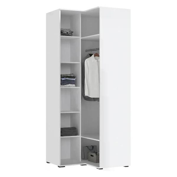 Шкаф распашной МИФ Мебель Современный угловой, Белый/Белый глянец холодный