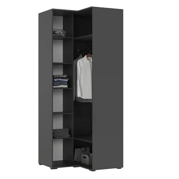 Шкаф распашной МИФ Мебель Современный угловой (2 двери), Графит ЛДСП