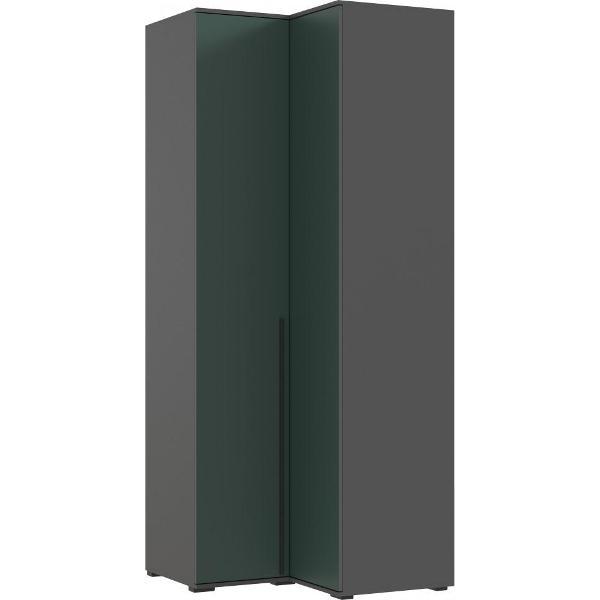 Шкаф распашной МИФ Мебель Современный угловой, Графит/Изумрудный, из ЛДСП