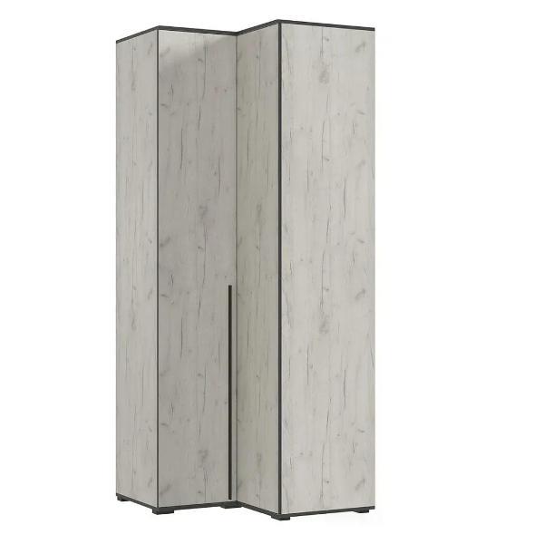 Шкаф распашной МИФ Мебель Современный угловой 2 двери, Дуб Крафт Белый