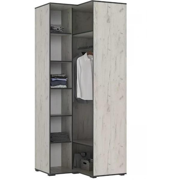 Шкаф распашной МИФ Мебель Современный угловой 2 двери, Дуб Крафт Белый