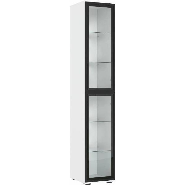 Шкаф распашной МИФ Мебель Комплект из двух двухдверных шкафов и пенала со стеклом, ЛДСП, с подсветкой, белый