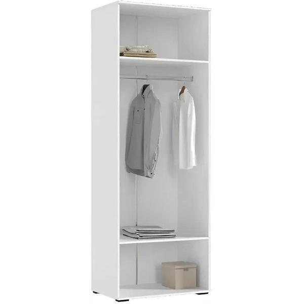 Шкаф распашной МИФ Мебель Комплект из двух двухдверных шкафов и пенала со стеклом, ЛДСП, с подсветкой, белый