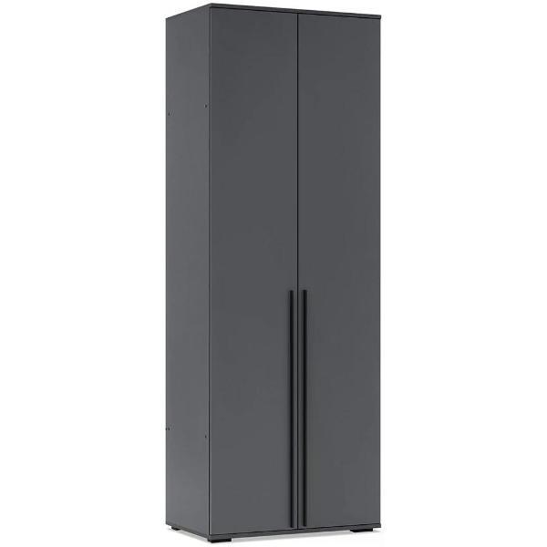 Шкаф распашной МИФ Мебель Комплект из двух двухдверных шкафов и пенала со стеклом, ЛДСП, с подсветкой, графит