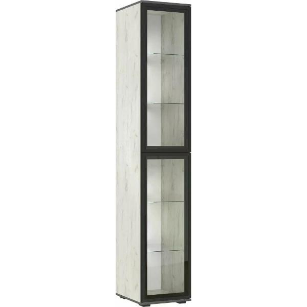 Шкаф распашной МИФ Мебель Комплект из двух двухдверных шкафов и пенала со стеклом, ЛДСП, с подсветкой, крафт белый