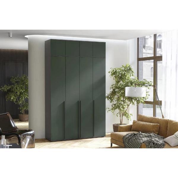 Шкаф распашной МИФ Мебель 4-х створчатый 1600 с антресолью, прямой, Графит/Изумруд