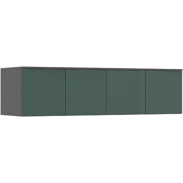 Шкаф распашной МИФ Мебель 4-х створчатый 1600 с антресолью, прямой, Графит/Изумруд