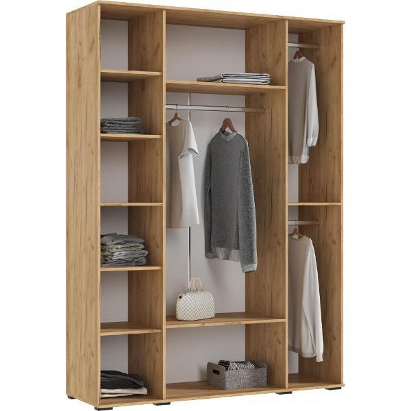 Шкаф распашной МИФ Мебель 4-х створчатый 1600 с антресолью, прямой, Дуб крафт/Изумрудный