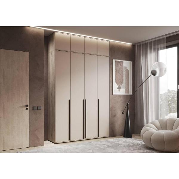 Шкаф распашной МИФ Мебель 4-х створчатый 1600 с антресолью, прямой, Крафт серый/Кашемир