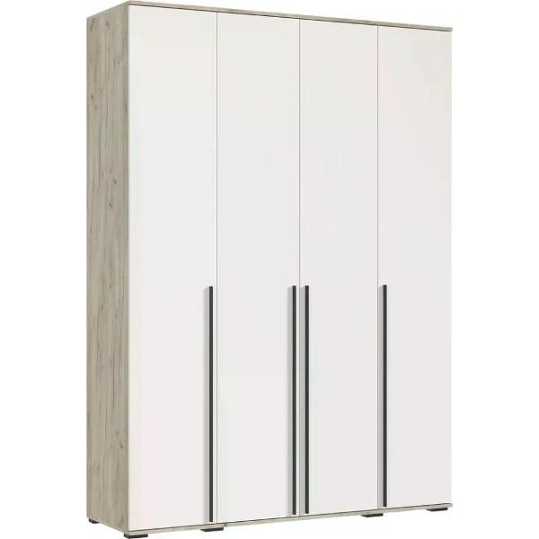 Шкаф распашной МИФ Мебель 4-х створчатый 1600 с антресолью, прямой, Крафт серый/Кашемир