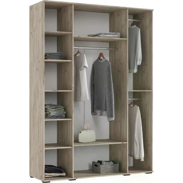 Шкаф распашной МИФ Мебель 4-х створчатый 1600 с антресолью, прямой, Крафт серый/Кашемир